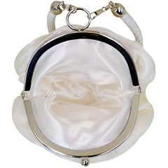 Mini Rose Clutch Bag Textured Frame Classic Evening Handbag
