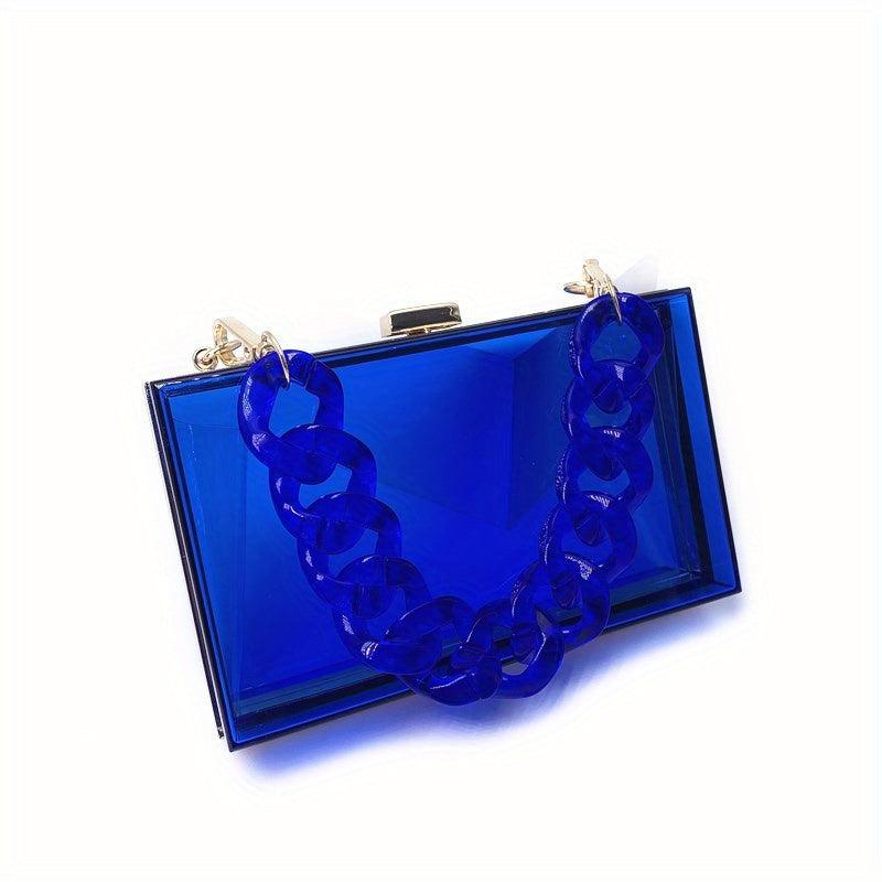 Acrylic Square Chain Clutch Clear Evening Bag Retro Vintage Handbag
