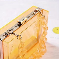 Acrylic Square Chain Clutch Clear Evening Bag Retro Vintage Handbag