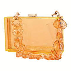 Acrylic Square Chain Clutch Clear Evening Bag Retro Vintage Handbag