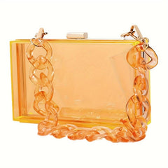 Acrylic Square Chain Clutch Clear Evening Bag Retro Vintage Handbag