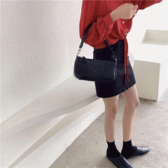 Crocodile Pattern Underarm Bag PU Leather Shoulder Bag