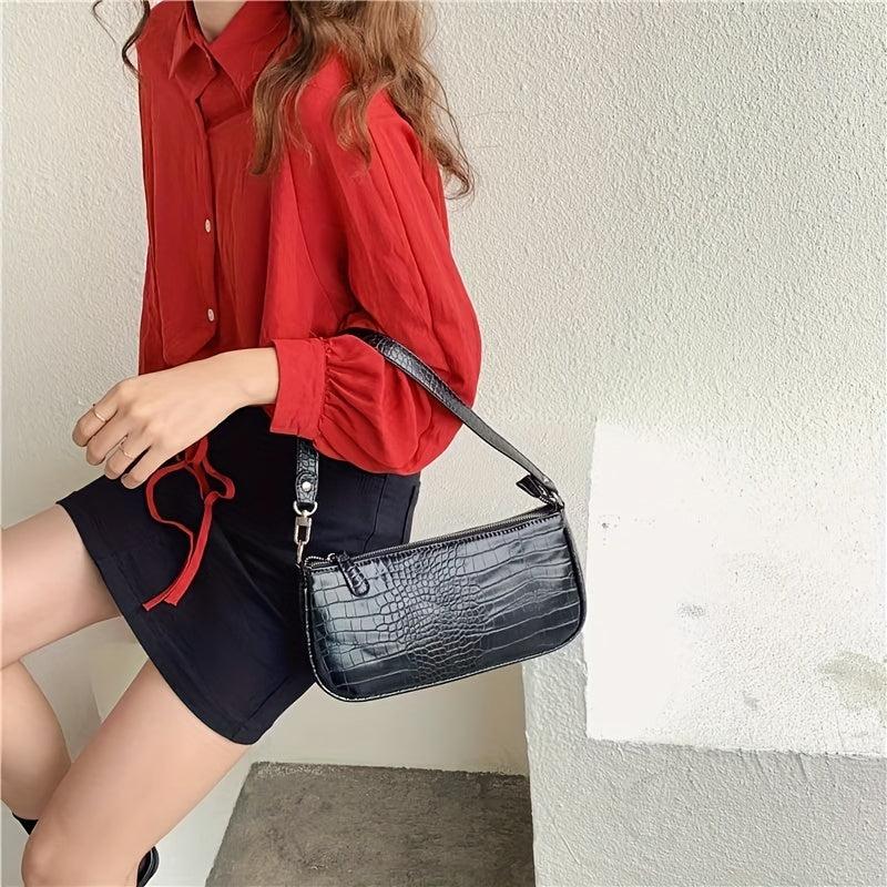 Crocodile Pattern Underarm Bag PU Leather Shoulder Bag