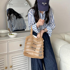Hollow Knitted Hobo Bag Large Capacity Shoulder Handbag Summer Beach Travel