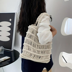 Hollow Knitted Hobo Bag Large Capacity Shoulder Handbag Summer Beach Travel