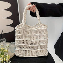 Hollow Knitted Hobo Bag Large Capacity Shoulder Handbag Summer Beach Travel