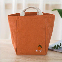 Fruit Embroidery Handbag Insulation Bag Double Handle Lunch Bento Bag