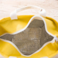 Fruit Embroidery Handbag Insulation Bag Double Handle Lunch Bento Bag