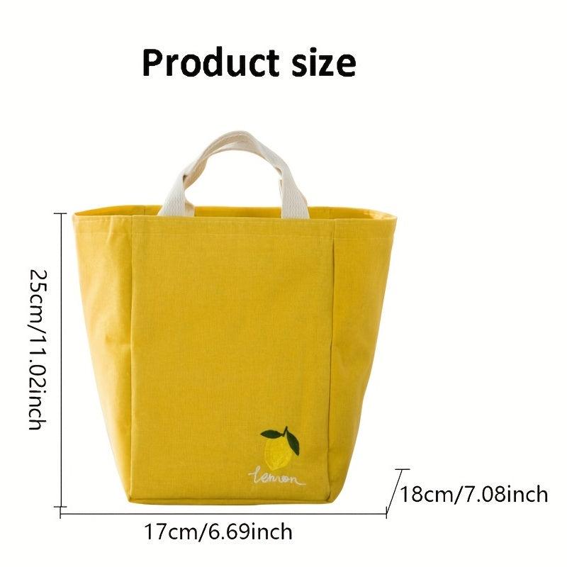 Fruit Embroidery Handbag Insulation Bag Double Handle Lunch Bento Bag