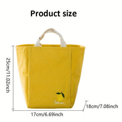 Fruit Embroidery Handbag Insulation Bag Double Handle Lunch Bento Bag