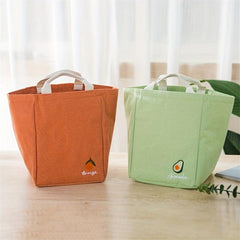 Fruit Embroidery Handbag Insulation Bag Double Handle Lunch Bento Bag