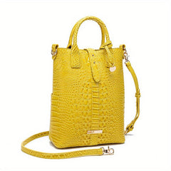 Crocodile Embossed Shoulder Bag Large Capacity Handbag Portable Square Purse