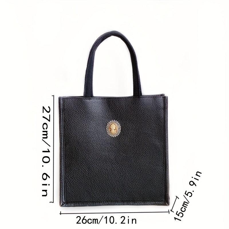 Small Satchel Tote Bag PU Leather Textured Shoulder Bag