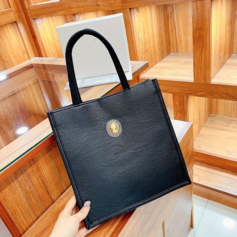 Small Satchel Tote Bag PU Leather Textured Shoulder Bag
