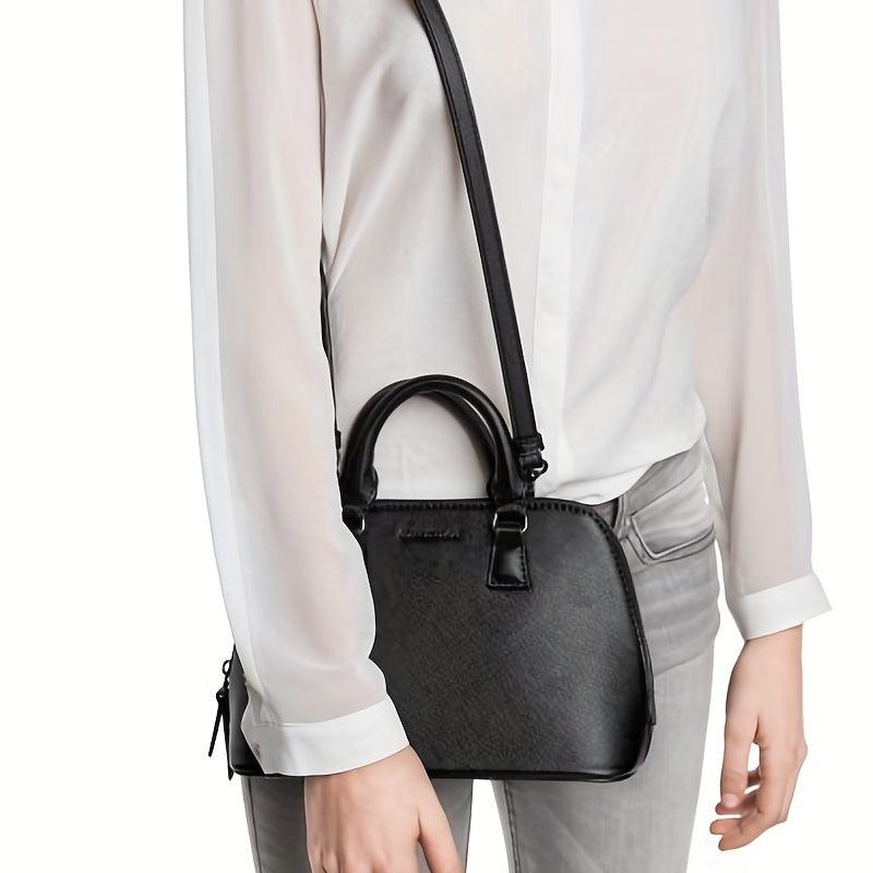 Large Capacity Shoulder Bag PU Leather Zipper Handbag