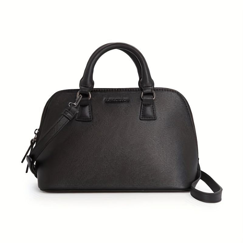 Large Capacity Shoulder Bag PU Leather Zipper Handbag