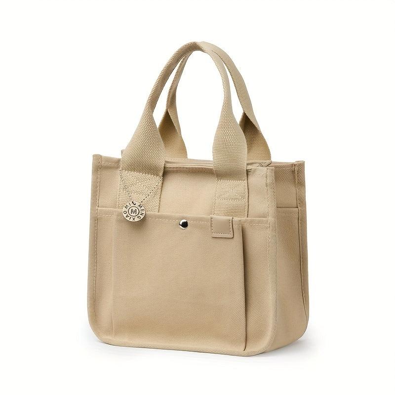 Canvas Tote Bag For Women Portable Lunch Box Bag Layer Handbags