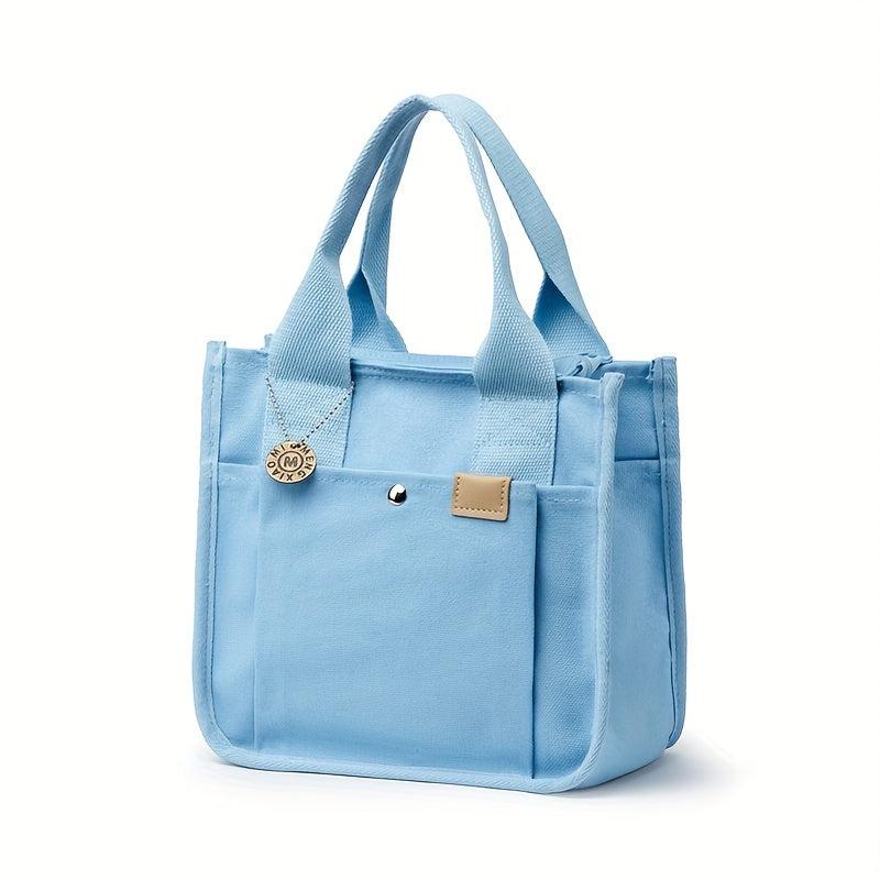 Canvas Tote Bag For Women Portable Lunch Box Bag Layer Handbags