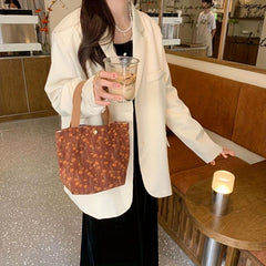 Floral Pattern Canvas Tote Bag Lightweight Handbag