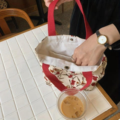Floral Pattern Canvas Tote Bag Lightweight Handbag