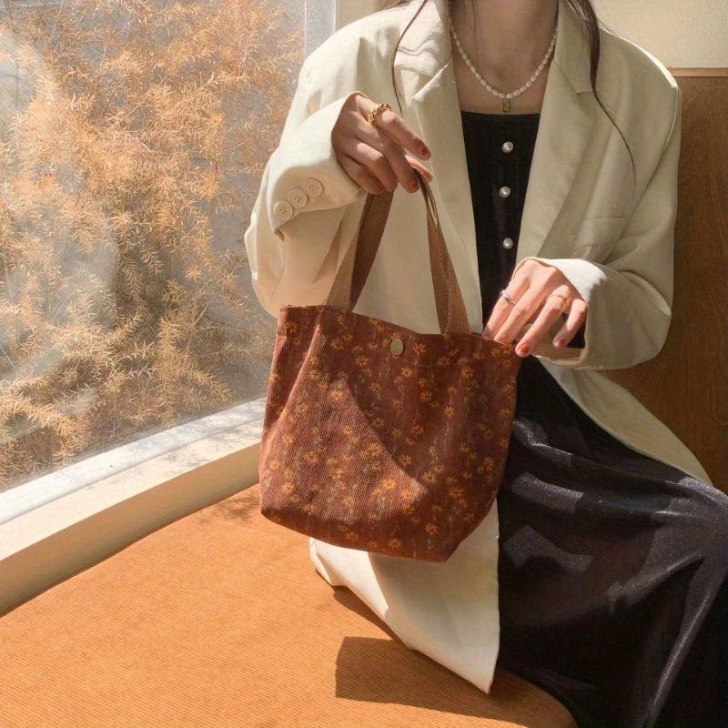Floral Pattern Canvas Tote Bag Lightweight Handbag