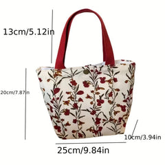 Floral Pattern Canvas Tote Bag Lightweight Handbag