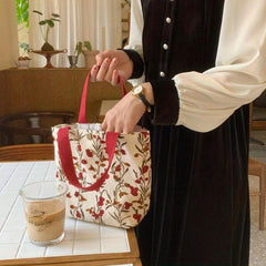 Floral Pattern Canvas Tote Bag Lightweight Handbag