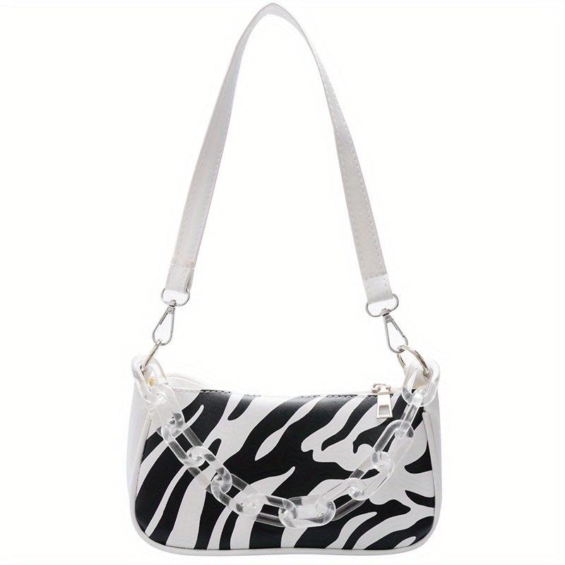 Cow Pattern Shoulder Bag Vintage Acrylic Chain Handbag