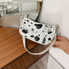 Cow Pattern Shoulder Bag Vintage Acrylic Chain Handbag
