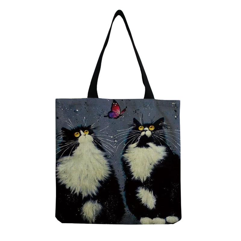 Fried Fur Cat Print Handbag Large Capacity Shopper Bag
