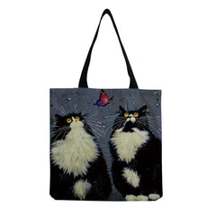 Fried Fur Cat Print Handbag Large Capacity Shopper Bag