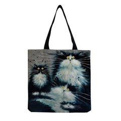 Fried Fur Cat Print Handbag Large Capacity Shopper Bag
