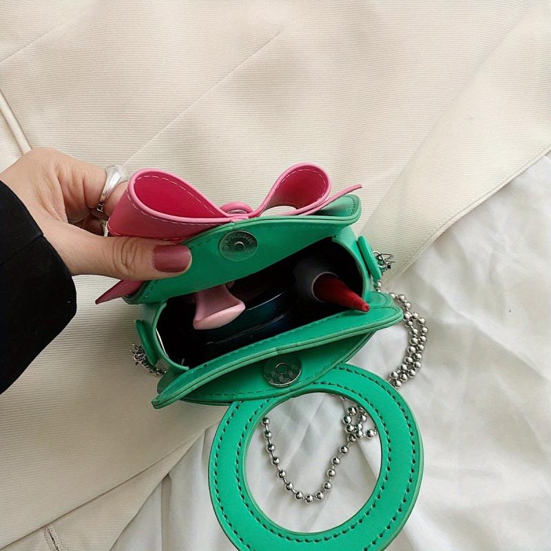 Mini Bow Handbag Block Small Coin Purse Women's Shoulder Bag
