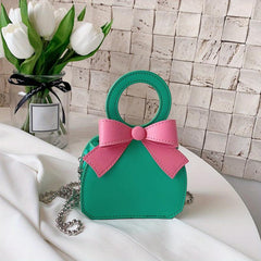 Mini Bow Handbag Block Small Coin Purse Women's Shoulder Bag