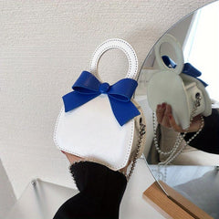 Mini Bow Handbag Block Small Coin Purse Women's Shoulder Bag