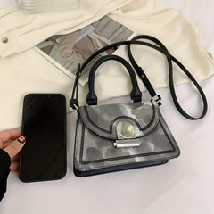 Stone Pattern Top Handle Crossbody Bag Classic Shoulder Bag