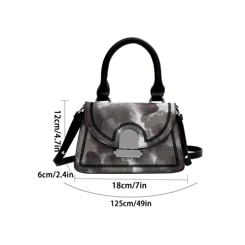 Stone Pattern Top Handle Crossbody Bag Classic Shoulder Bag