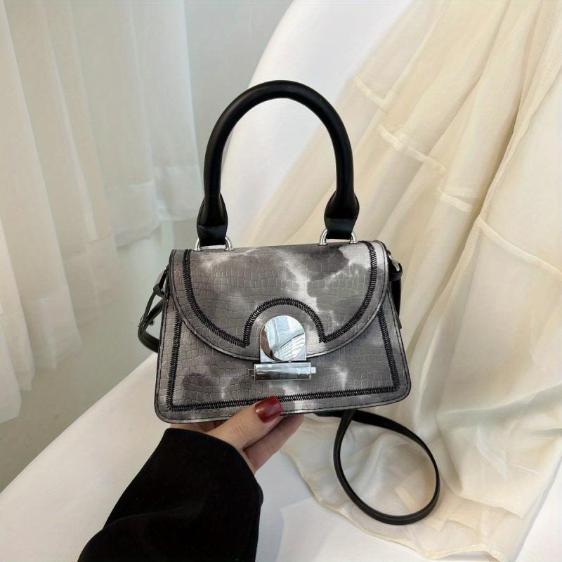 Stone Pattern Top Handle Crossbody Bag Classic Shoulder Bag