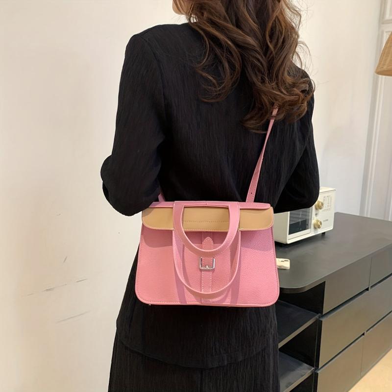Solid Crossbody Bag PU Leather Textured Classic Shoulder Bag