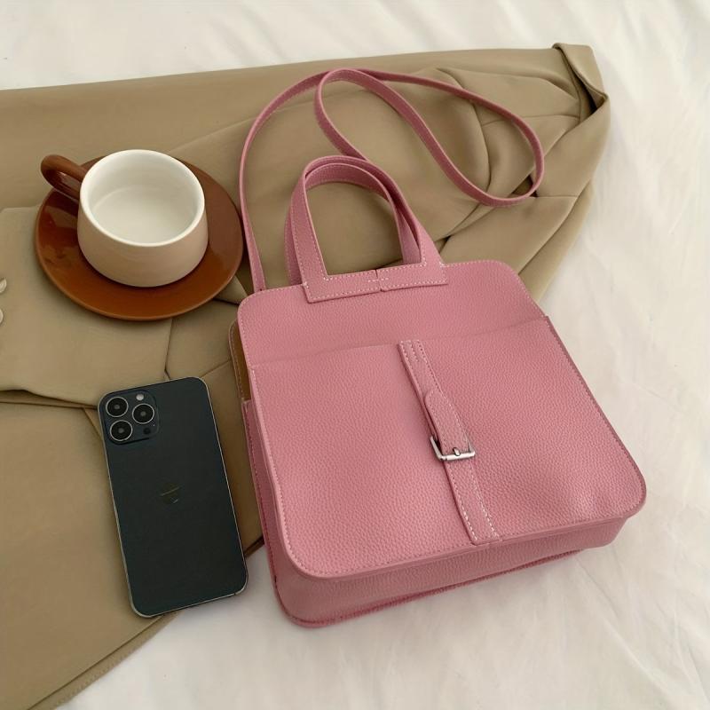 Solid Crossbody Bag PU Leather Textured Classic Shoulder Bag