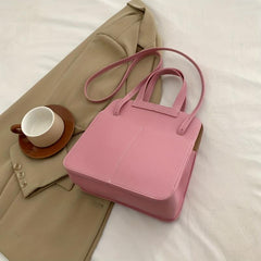 Solid Crossbody Bag PU Leather Textured Classic Shoulder Bag