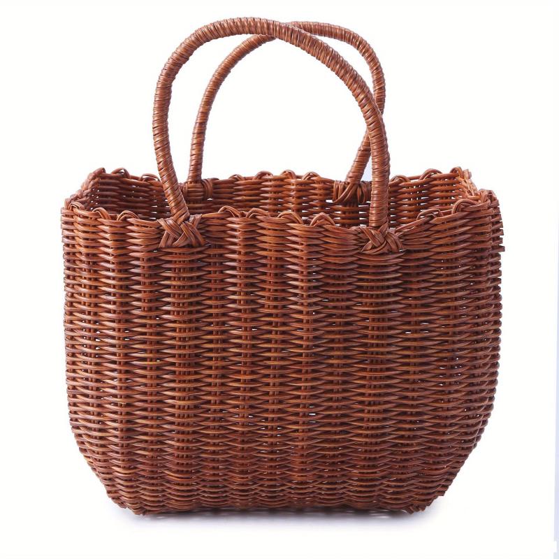 Plastic Rattan Hand Basket - Perfect for Shopping & Travel