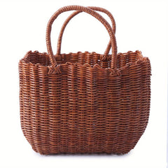 Plastic Rattan Hand Basket - Perfect for Shopping & Travel