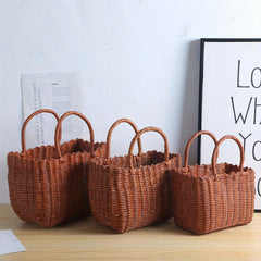 Plastic Rattan Hand Basket - Perfect for Shopping & Travel