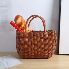 Plastic Rattan Hand Basket - Perfect for Shopping & Travel