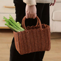 Plastic Rattan Hand Basket - Perfect for Shopping & Travel