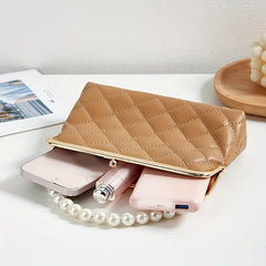 Faux Pearl Shoulder Bag Argyle Quilted Crossbody