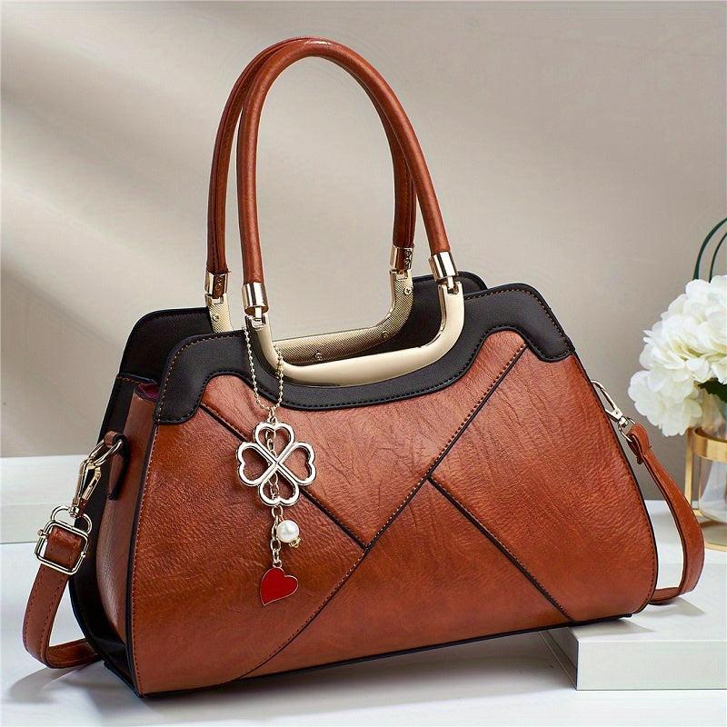 Vintage Stitching Handbag For Women Solid Crossbody Bag Satchel Purse