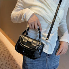 Mini Plaid Crossbody Handbag PU Leather Textured Bag Purse