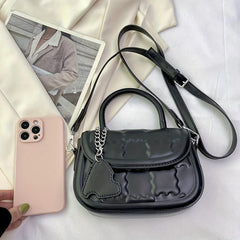Mini Plaid Crossbody Handbag PU Leather Textured Bag Purse